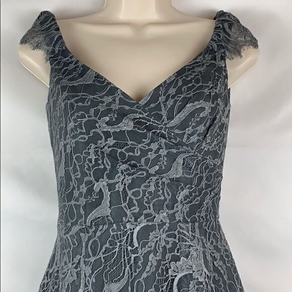 Jim Hjelm Occasions Grey lace fit and flare dress - Picture 2 of 8